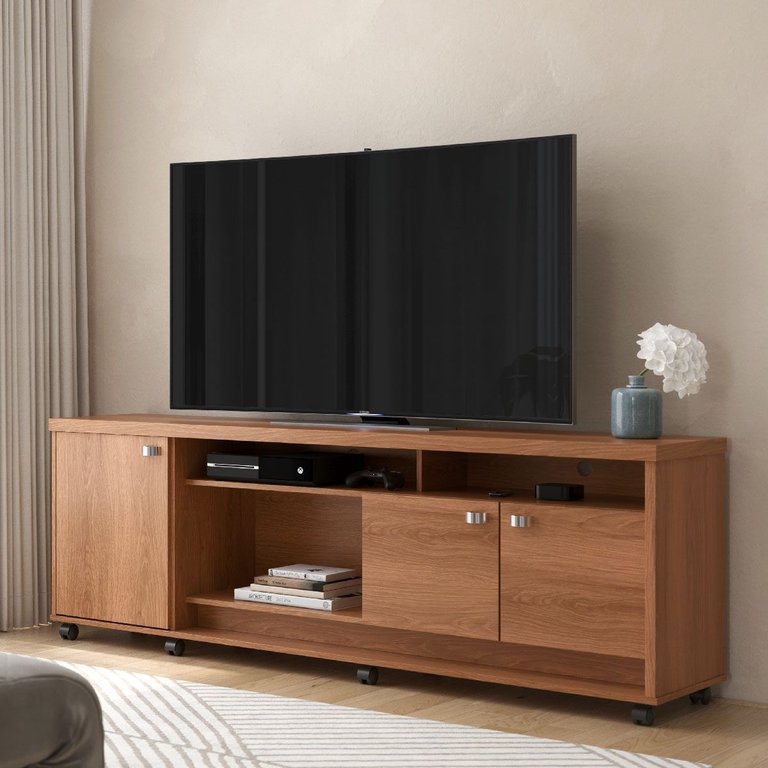 Rack para Tv até 75 Polegadas Dallas com 3 Portas e Rodízios Lukaliam