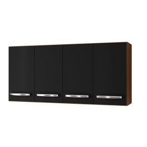 Armário De Cozinha Aéreo Com 4 Portas Mara Cor Preto Moblis 1601 - PRETO