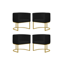 Ver imagem 1 de Kit 4 Poltronas Reforçada Decorativa Sala Estar Jantar Gabriela Base Ferro Dourado Suede Preto