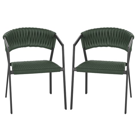 2 Cadeiras Atenas Tricô Náutico e Alumínio com Proteção Uv para Varanda, Cozinha, Área, Jardim - Pin