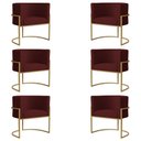 Ver imagem 1 de Kit 6 Poltronas Decorativa Sala de Estar Luana Base Gold Suede Bordô - Montanaris Decor Md Montanari