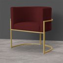 Ver imagem 4 de Kit 6 Poltronas Decorativa Sala de Estar Luana Base Gold Suede Bordô - Montanaris Decor Md Montanari