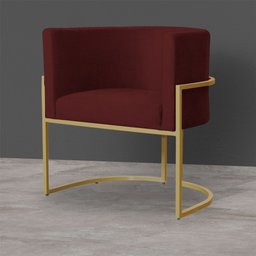Kit 6 Poltronas Decorativa Sala de Estar Luana Base Gold Suede Bordô - Montanaris Decor Md Montanari - 4