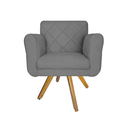 Ver imagem 2 de Conjunto 2 Poltrona Decorativa Com Base Giratória De Madeira Isabella Suede Cinza - LM DECOR