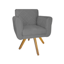 Ver imagem 3 de Conjunto 2 Poltrona Decorativa Com Base Giratória De Madeira Isabella Suede Cinza - LM DECOR