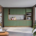Ver imagem 2 de Cozinha Modulada Celeste Kappesberg 100% Mdf Nogueira/verde 340cm