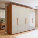 Ver imagem 1 de Guarda-Roupa Casal 6 Portas 6 Gavetas MDF 270cm Suavitá Bege Amêndoa Clean/Off White