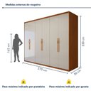 Ver imagem 4 de Guarda-Roupa Casal 6 Portas 6 Gavetas MDF 270cm Suavitá Bege Amêndoa Clean/Off White