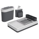 Ver imagem 1 de Kit Flat 3 Peças Escorredor de Louça, Lixeira e Dispenser Cinza e Grafite