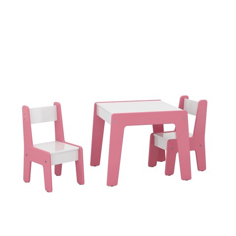 Conjunto Mesa e 2 Cadeiras Infantil:rosa/branco