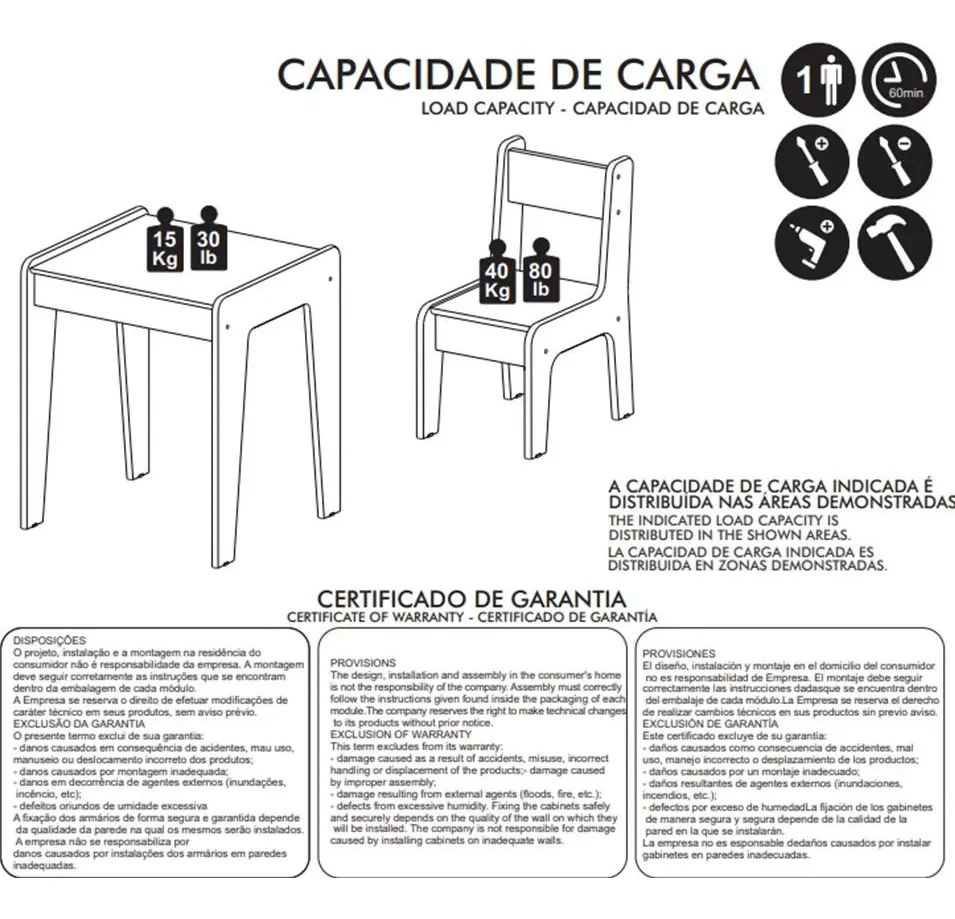 Ver imagem 3 de Conjunto Mesa e 2 Cadeiras Infantil:rosa/branco