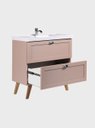 Ver imagem 4 de Gabinete para Banheiro com Cuba e Espelho Redondo 80cm Retro MDF Rosa Milano - On Móveis