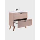 Ver imagem 4 de Gabinete para Banheiro com Cuba e Espelho Redondo 80cm Retro MDF Rosa Milano - On Móveis