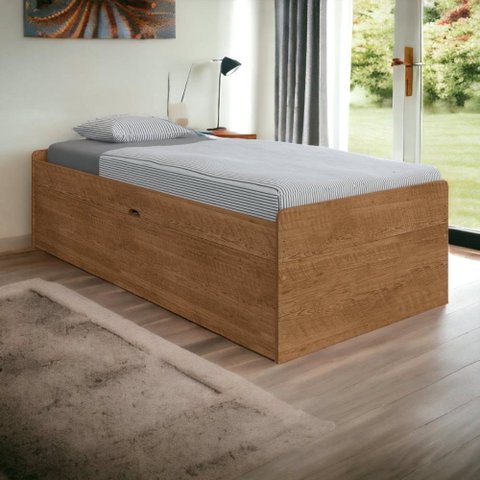 Cama Solteiro Baú Camila Naturale Framar