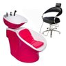 Lavatório Neon Retro + Cadeira Hidráulica Futurama - Pink-Branco - 220v - 1