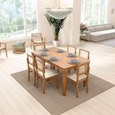 Ver imagem 1 de Conjunto de Mesa de Jantar Cancun + Cadeiras Lyon 6 Lugares Tampo MDF Corano Bege 160cm