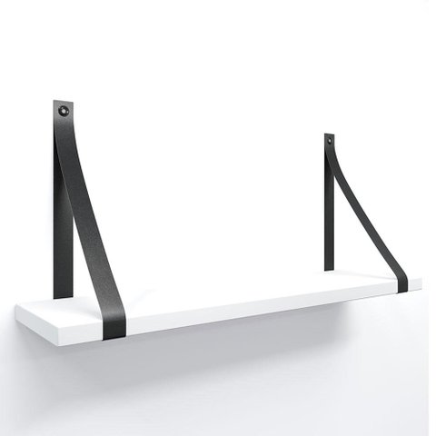Prateleira em MDF Branco 60x15cm com Alça Preto