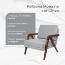 Ver imagem 2 de Poltrona Mona Moderna e Sofisticada em Madeira Maciça com Revestimento Linho Cinza