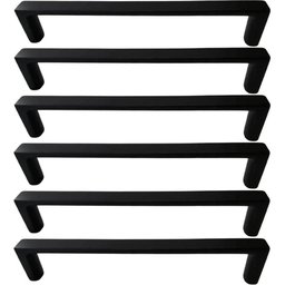 Kit 6 Puxadores Oeiras 13,5cm Preto Fosco Torralba Gavetas Roupeiros Armários Cozinha - 1