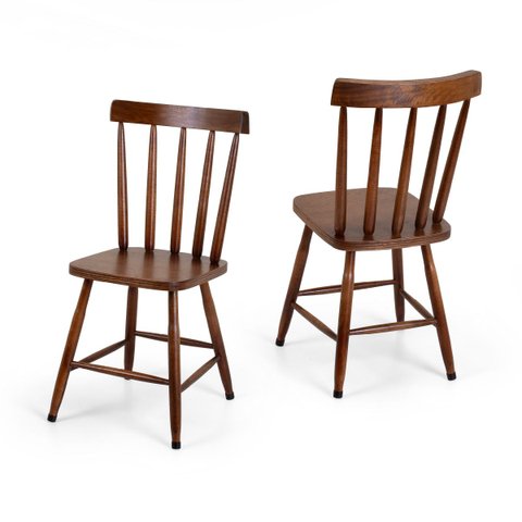 Kit 2 Cadeiras Colonial Lisa Rustica Imbuia Madeira Maciça