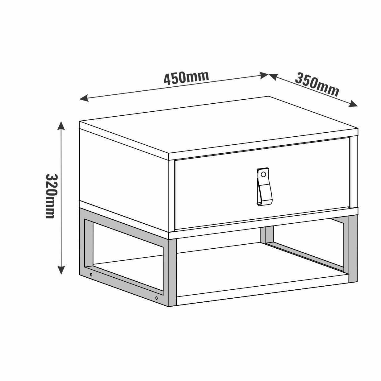 Mesa Cabeceira para Quarto Suspensa Industiral Puxador Couro Sigma - Cinza Pérola/noce - 3