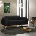 Ver imagem 2 de Sofá 2 Lugares para Sala de Estar Molino 150 Cm D02 Pés D'ouro Linho Chumbo D-465 - Lyam Decor