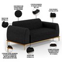 Ver imagem 4 de Sofá 2 Lugares para Sala de Estar Molino 150 Cm D02 Pés D'ouro Linho Chumbo D-465 - Lyam Decor