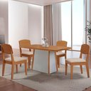 Ver imagem 1 de Mesa de Jantar Diane 120cm Tampo MDF Lam 4 Cadeiras Copper Moderna Veludo Creme Naturale Off White