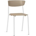 Ver imagem 1 de Cadeira Empilhável Fixa Atom F02 Base Aço Branco Nude - Lyam Decor