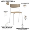 Ver imagem 2 de Cadeira Empilhável Fixa Atom F02 Base Aço Branco Nude - Lyam Decor