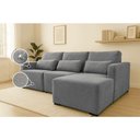 Ver imagem 2 de Sofá Baroni 6 Lugares com Chaise Direito 270cm Cinza Claro Linho