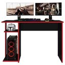Ver imagem 2 de Mesa Gamer Essence Play Moderno sem Gavetas MDP 108cm Preto e Vermelho Milani Movelaria
