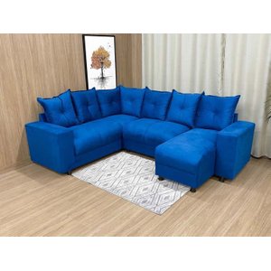 Sofá de Canto C/ Chaise - com 06 Lugares:azul