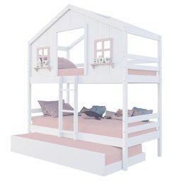 Treliche Casinha Dos Sonhos Madeira Maciça Branco/ Rosa Megamobilia - 2
