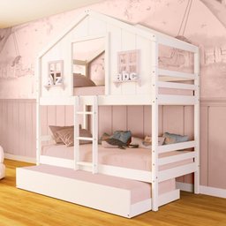 Treliche Casinha Dos Sonhos Madeira Maciça Branco/ Rosa Megamobilia - 1