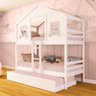 Treliche Casinha Dos Sonhos Madeira Maciça Branco/ Rosa Megamobilia - 1