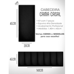Kit 7 Cabeceiras de Cama Box Casal Estofada Modulada 1,40mx45cm - 6