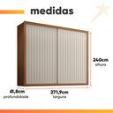 Ver imagem 3 de Guarda Roupas Casal Ripado 2 Portas de Correr 6 Gavetas Coliseu Madeirado / Areia Zanzini
