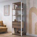 Ver imagem 1 de Estante Multiuso para Sala com 2 Gavetas e 4 Nichos 1,83 M Cor:branco