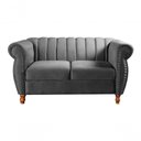 Ver imagem 1 de Sofá Realeza 2 Lugares 146cm Cinza Veludo Fixo Liso Bella Decor