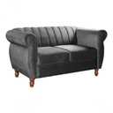 Ver imagem 3 de Sofá Realeza 2 Lugares 146cm Cinza Veludo Fixo Liso Bella Decor
