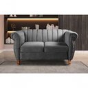 Ver imagem 5 de Sofá Realeza 2 Lugares 146cm Cinza Veludo Fixo Liso Bella Decor