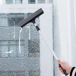Rodo Limpa Vidros Mop Extensivel Janela Sacada Duplo Lava Seca Rodinho Telescopico Profissional - 3