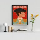 Ver imagem 1 de Quadro Decorativo Toureiro Barcelona 24x18cm - com Vidro:madeira Branca