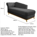Ver imagem 2 de Kit Diva Recamier Vanessa 140cm Lado Direito e 01 Poltrona Laura Linho Doce Sonho Móveis Cinza Escur