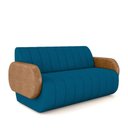 Ver imagem 2 de Sofá Decorativo Living Sala de Estar Bornéu 148cm pés de Madeira PU/Veludo Caramelo/Azul G33 - Gran