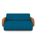 Ver imagem 4 de Sofá Decorativo Living Sala de Estar Bornéu 148cm pés de Madeira PU/Veludo Caramelo/Azul G33 - Gran