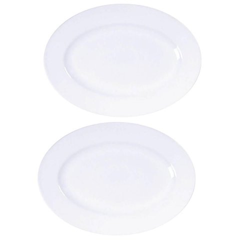 Kit 2 Travessas de Porcelana Branca Oval 32x25cm Tramontina Baixela Maria Augusta