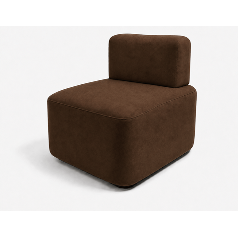 Poltrona Cubo para Sala Moderna e Recepção Suede:Suede Marrom