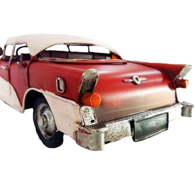 Miniatura Decorativa Carro Em Metal Vermelho Com Capota Branca - 2